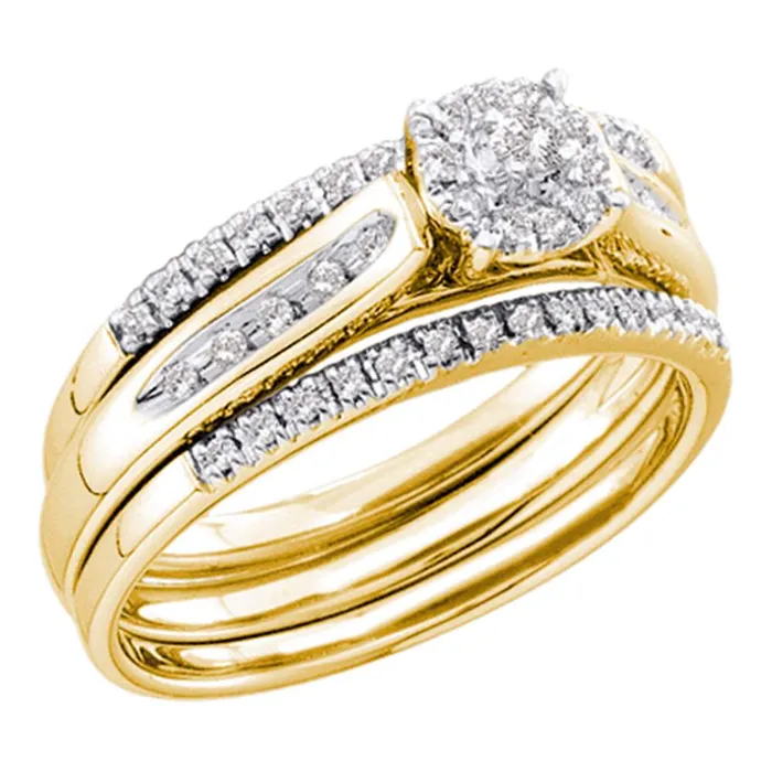 14kt Yellow Gold Womens Round Diamond 3Piece Bridal Wedding Engagement Ring Band Set 14 Cttw mayamila Rings 14kt Yellow Gold Womens Round Diamond 3Piece Bridal Wedding Engagement Ring Band Set 14 Cttw mayamila Rings
