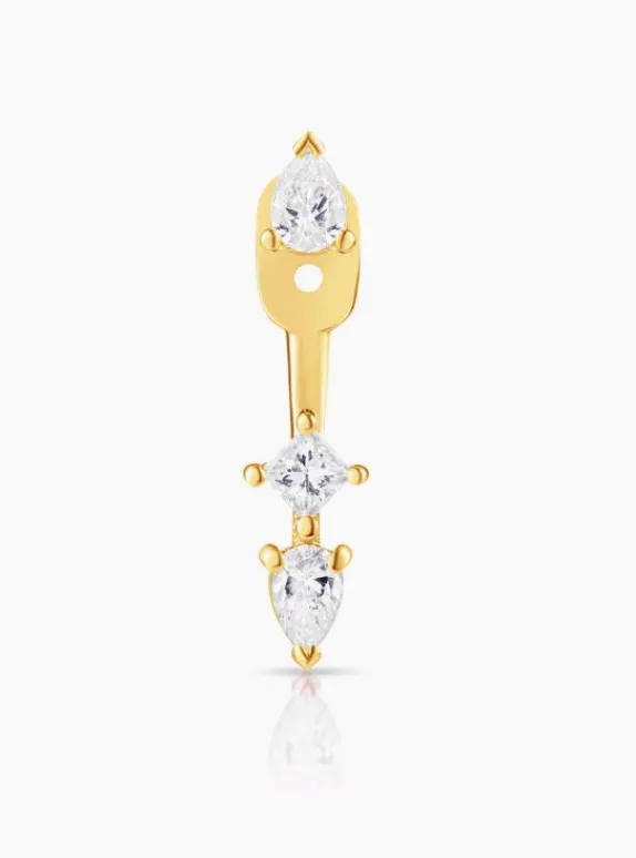 Earrings Carbon Hyde Princess Ear Jacket Orbit 14K YG SINGLE