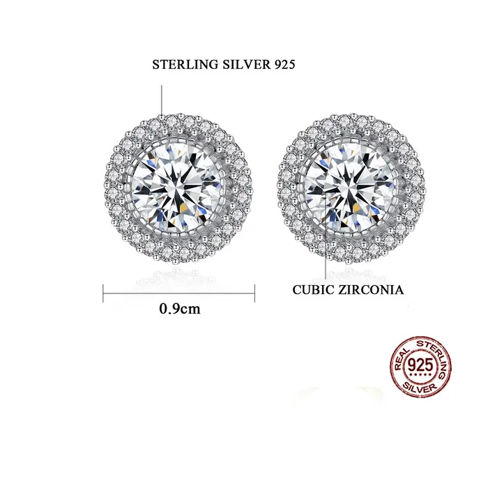 Earrings Mystic Flavia New York Solitaire Sparkling Stud Silver Earrings