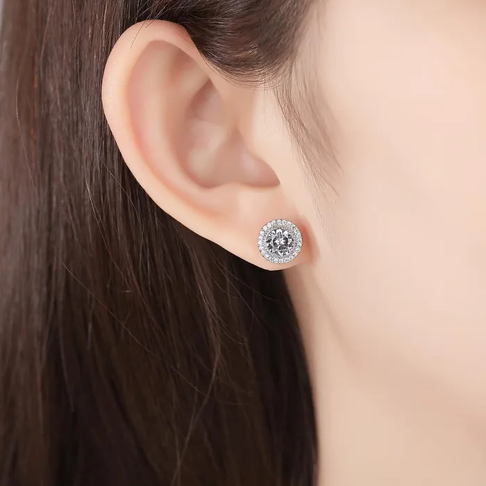 Earrings Mystic Flavia New York Solitaire Sparkling Stud Silver Earrings