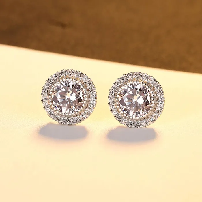 Earrings Mystic Flavia New York Solitaire Sparkling Stud Silver Earrings