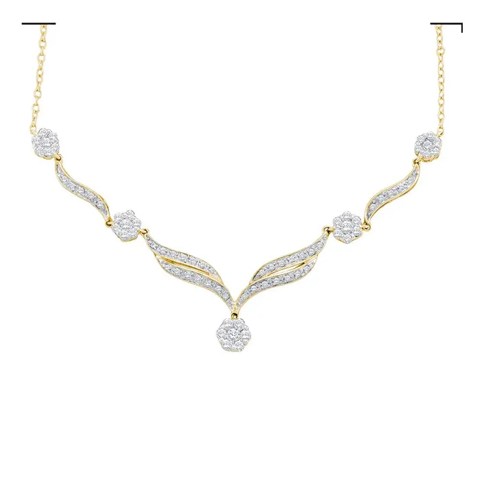 mayamila Necklaces 14kt Yellow Gold Womens Round Diamond Cluster YShape Necklace 34 Cttw