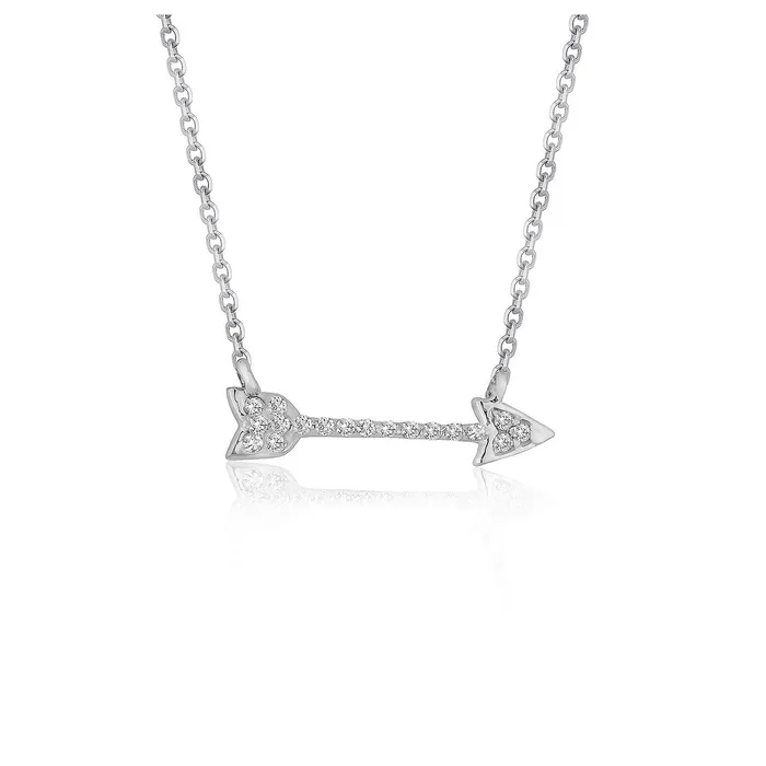 MayaMila Necklaces Diamond Arrow Style Pendant in 14k White Gold 110 cttw