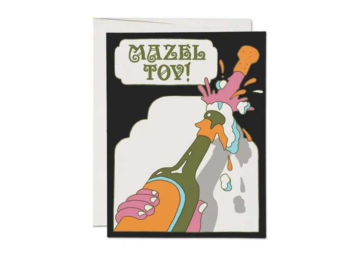 Mazel Tov congratulations greeting card Red Cap Cards Earrings