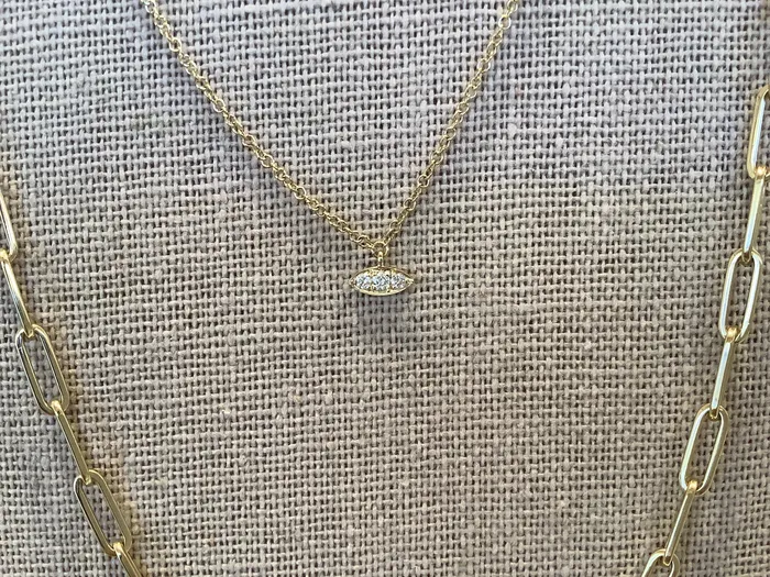Necklaces Petite Evil Eye Necklace 14k Gold Diamonds Zofia Day