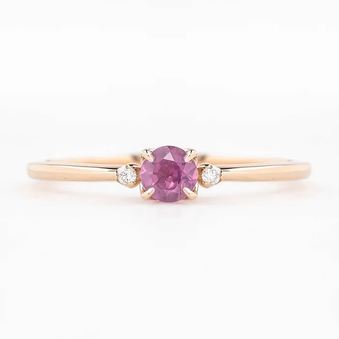 Rings Envero Jewelry Sofia Ring 4mm 035ct Dark Pink Umba Sapphire 14K Rose Gold