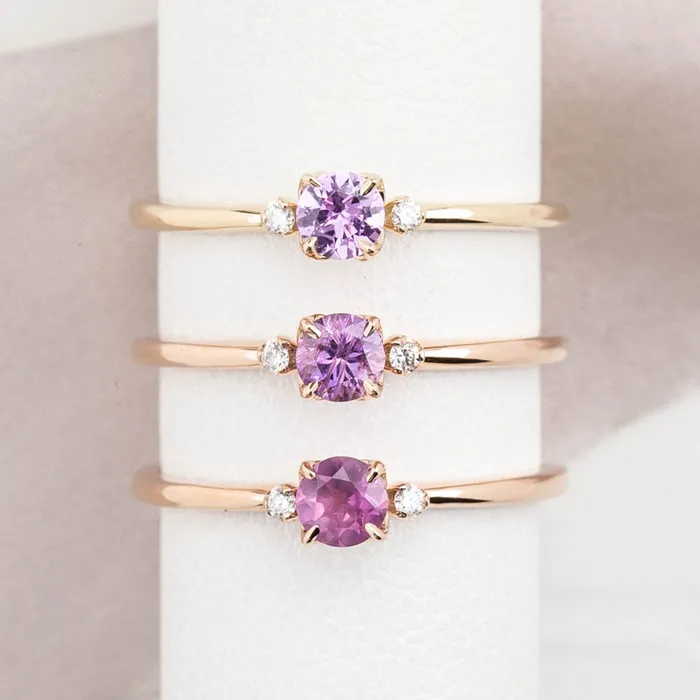 Rings Envero Jewelry Sofia Ring 4mm 035ct Dark Pink Umba Sapphire 14K Rose Gold Rings Envero Jewelry Sofia Ring 4mm 035ct Dark Pink Umba Sapphire 14K Rose Gold
