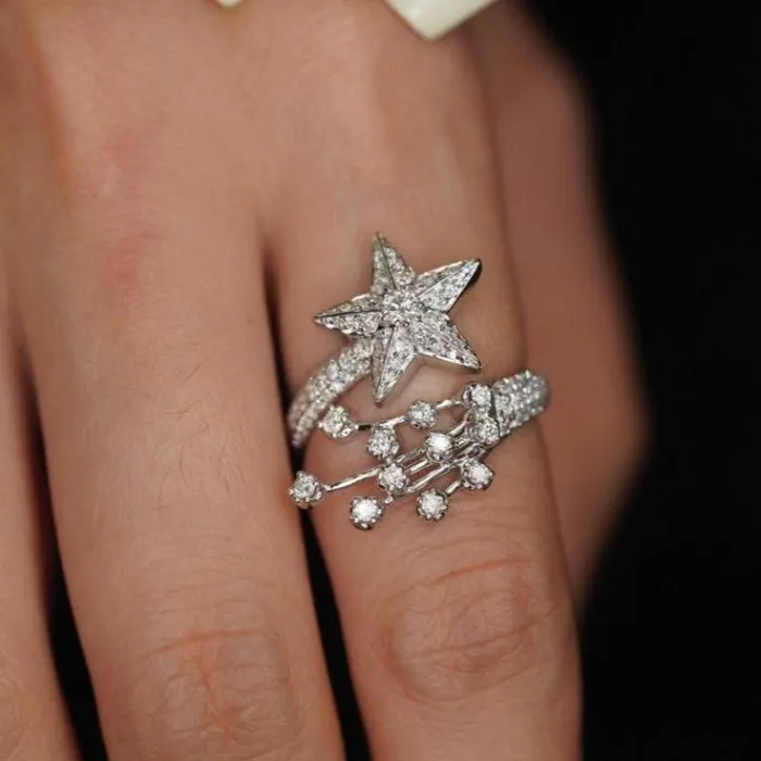 shineofdiamond Rings Moissanite Luxury CometInspired Sterling Silver Ring