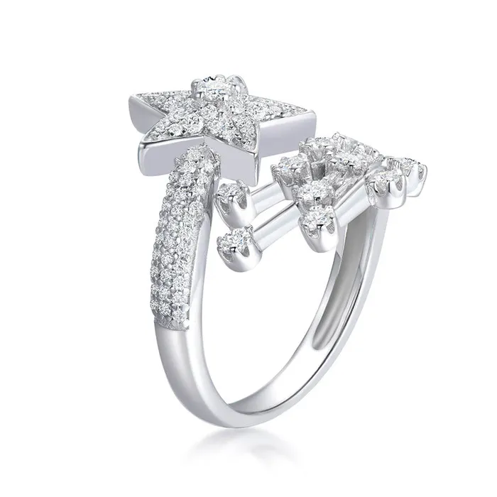 shineofdiamond Rings Moissanite Luxury CometInspired Sterling Silver Ring