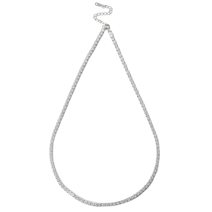 St Vince Solitaire White Zircon Silver Choker Necklace Mystic Flavia Necklaces
