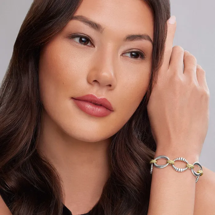 Bracelets LAGOS Signature Caviar TwoTone Link Bracelet