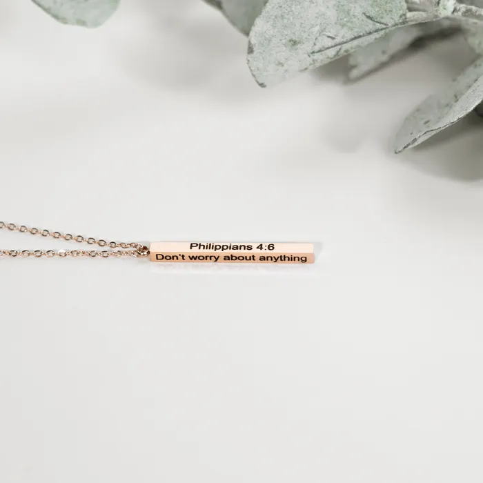 Dont Worry Vertical Bar Necklace Forever Truth Necklaces