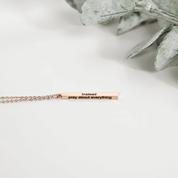 Dont Worry Vertical Bar Necklace Forever Truth Necklaces