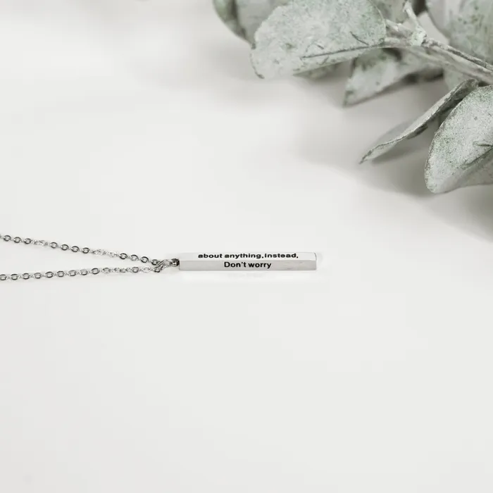 Dont Worry Vertical Bar Necklace Forever Truth Necklaces