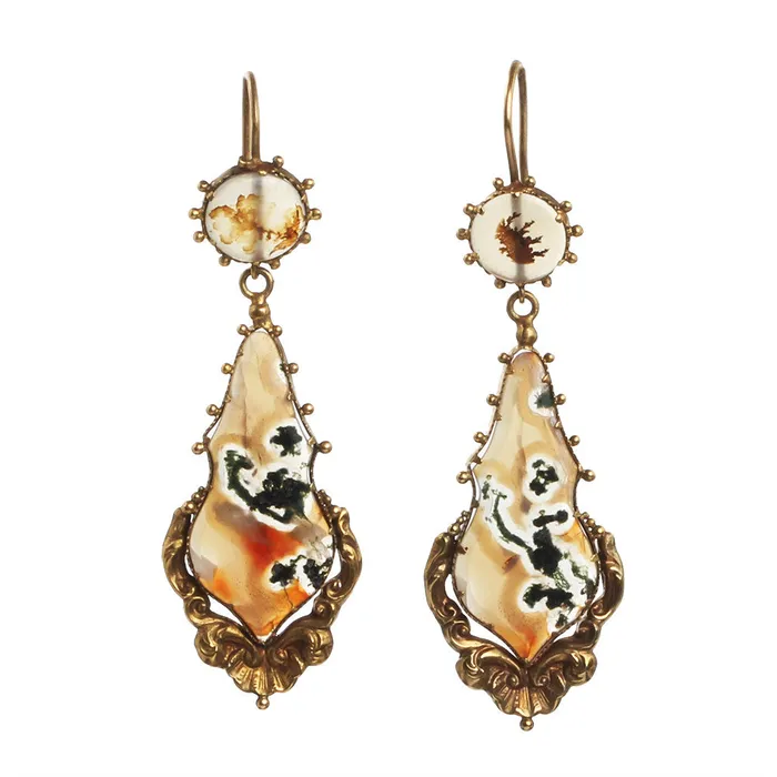 Earrings Early 19th Century Agate Earrings Bell Bird Antiques