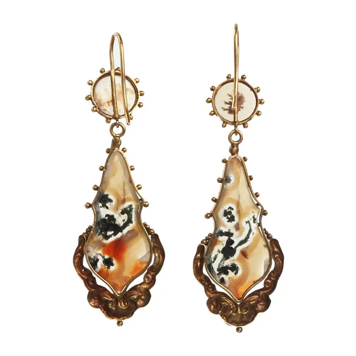 Earrings Early 19th Century Agate Earrings Bell Bird Antiques
