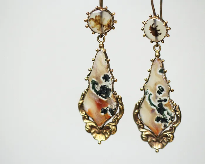 Earrings Early 19th Century Agate Earrings Bell Bird Antiques
