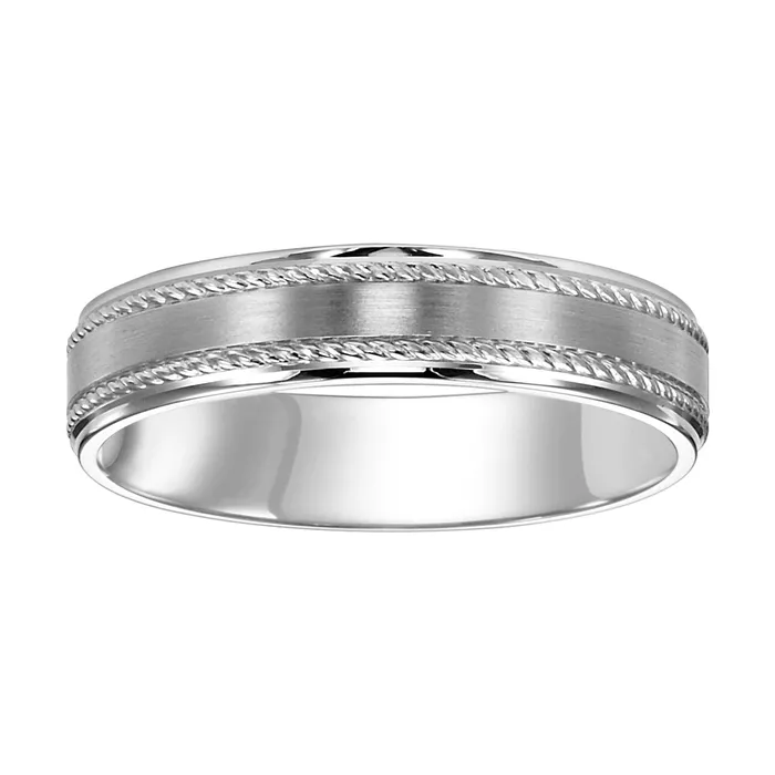 FREDERICK GOLDMAN Rings White Gold Engraved Mens Wedding Band