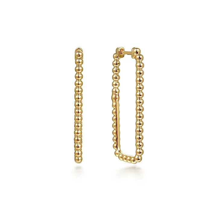 GABRIEL CO 14K Yellow Plain Gold Bujukan Beads 30mm Rectangle Hoop Earrings Earrings GABRIEL CO 14K Yellow Plain Gold Bujukan Beads 30mm Rectangle Hoop Earrings Earrings