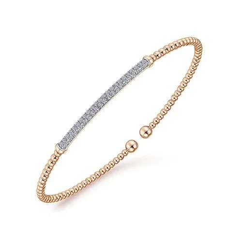 GABRIEL CO Bracelets 14K Rose Gold Bujukan Diamond Bar Split Bangle