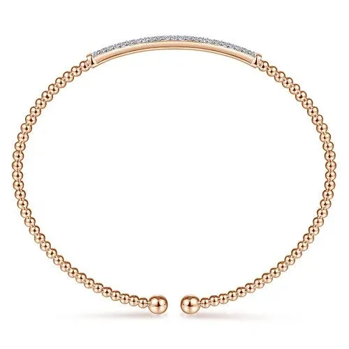 GABRIEL CO Bracelets 14K Rose Gold Bujukan Diamond Bar Split Bangle