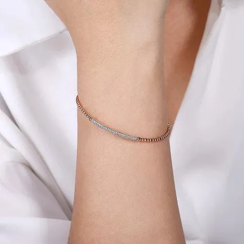 GABRIEL CO Bracelets 14K Rose Gold Bujukan Diamond Bar Split Bangle