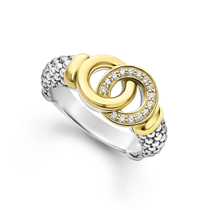 LAGOS Signature Caviar TwoTone Interlocking Diamond Ring Rings