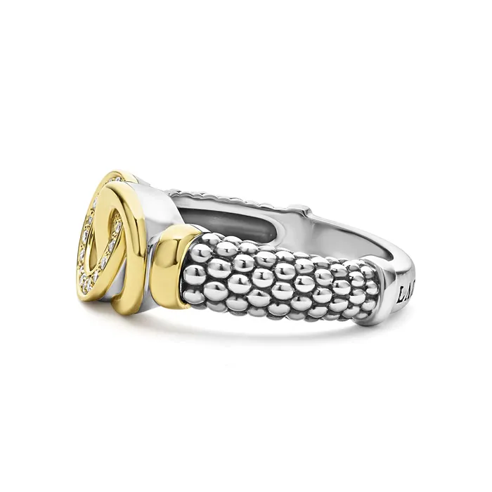 LAGOS Signature Caviar TwoTone Interlocking Diamond Ring Rings