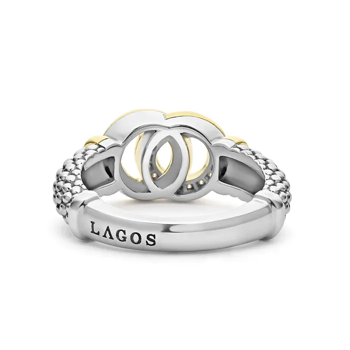 LAGOS Signature Caviar TwoTone Interlocking Diamond Ring Rings