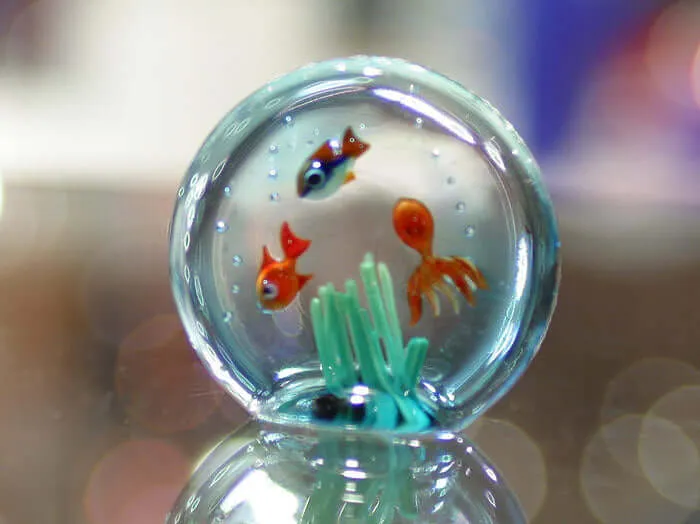 Necklaces Cimarosto Dimitri Aquarium miniature with tropical fish and octopus