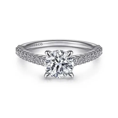 Rings Emberlyn 14K White Gold Round Diamond Engagement Ring Setting Only GABRIEL CO Rings Emberlyn 14K White Gold Round Diamond Engagement Ring Setting Only GABRIEL CO