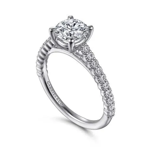 Rings Emberlyn 14K White Gold Round Diamond Engagement Ring Setting Only GABRIEL CO Rings Emberlyn 14K White Gold Round Diamond Engagement Ring Setting Only GABRIEL CO