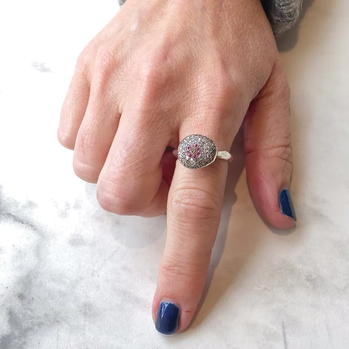 Rosa Maria Rosa Maria Blaze Silver Diamond and Ruby Ring Rings