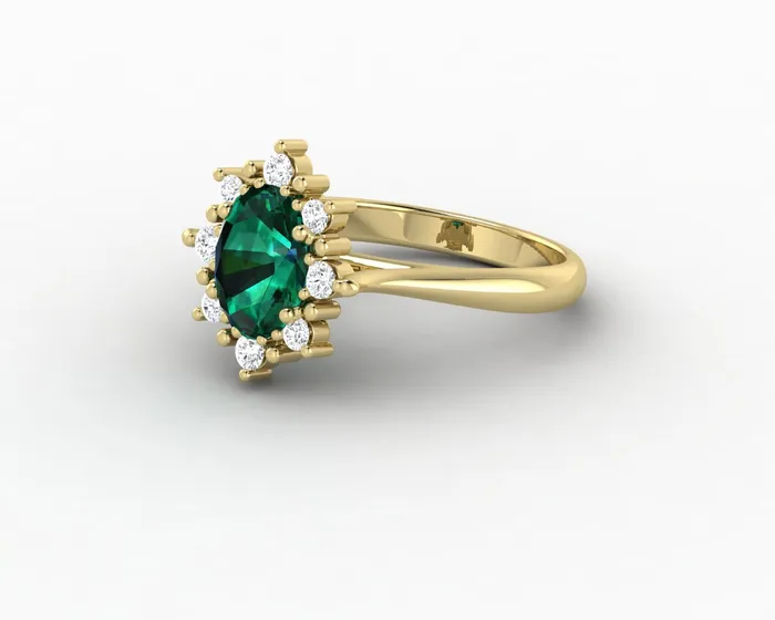 Sapheena Jewelry Rings Bridget 10 Ct Oval Cut Halo Green Emerald Engagement Ring