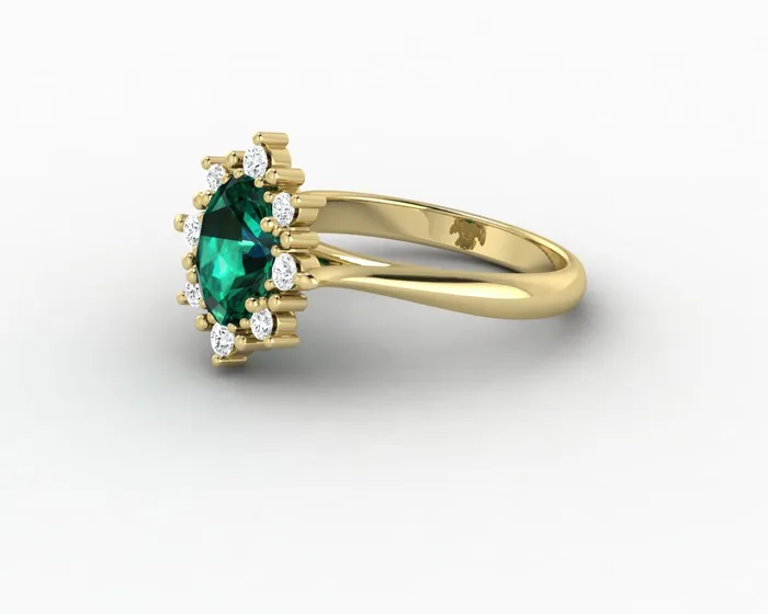 Sapheena Jewelry Rings Bridget 10 Ct Oval Cut Halo Green Emerald Engagement Ring