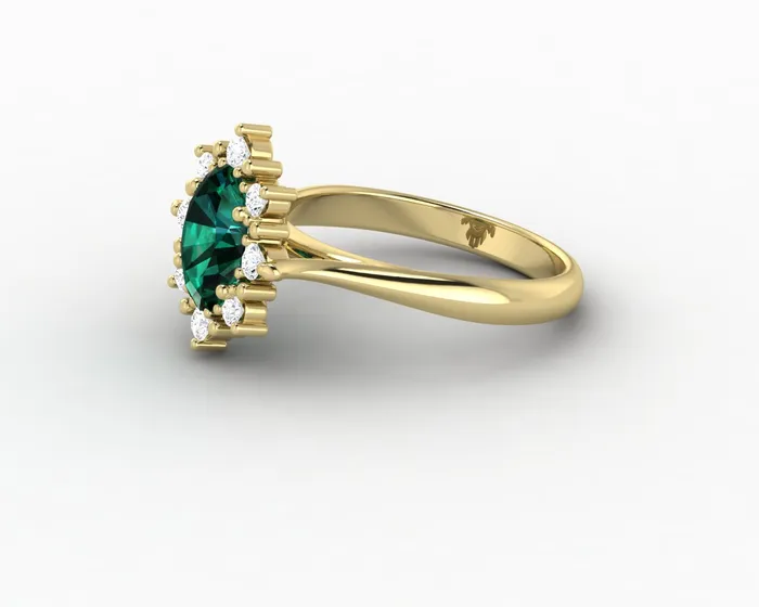 Sapheena Jewelry Rings Bridget 10 Ct Oval Cut Halo Green Emerald Engagement Ring