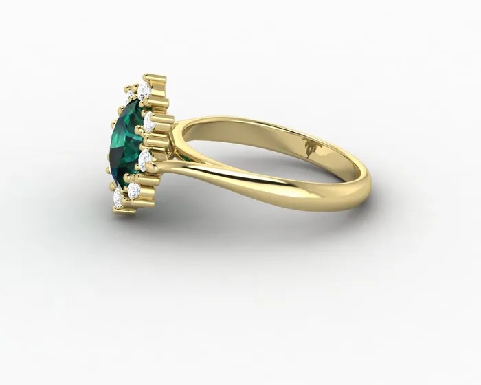 Sapheena Jewelry Rings Bridget 10 Ct Oval Cut Halo Green Emerald Engagement Ring