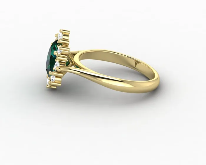Sapheena Jewelry Rings Bridget 10 Ct Oval Cut Halo Green Emerald Engagement Ring
