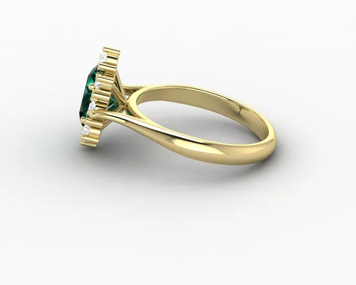 Sapheena Jewelry Rings Bridget 10 Ct Oval Cut Halo Green Emerald Engagement Ring