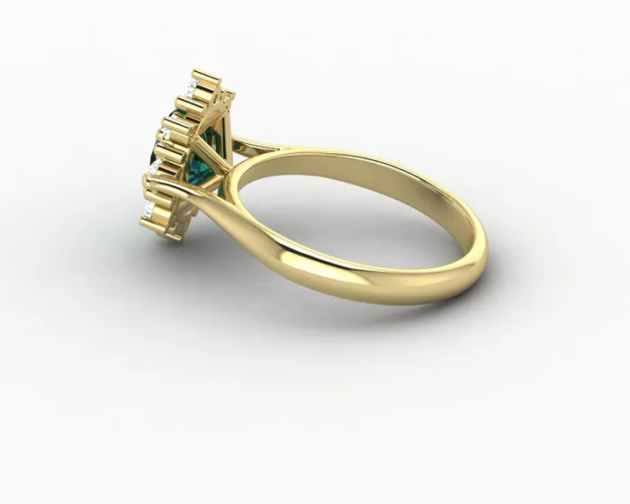 Sapheena Jewelry Rings Bridget 10 Ct Oval Cut Halo Green Emerald Engagement Ring