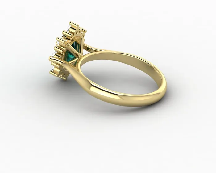 Sapheena Jewelry Rings Bridget 10 Ct Oval Cut Halo Green Emerald Engagement Ring