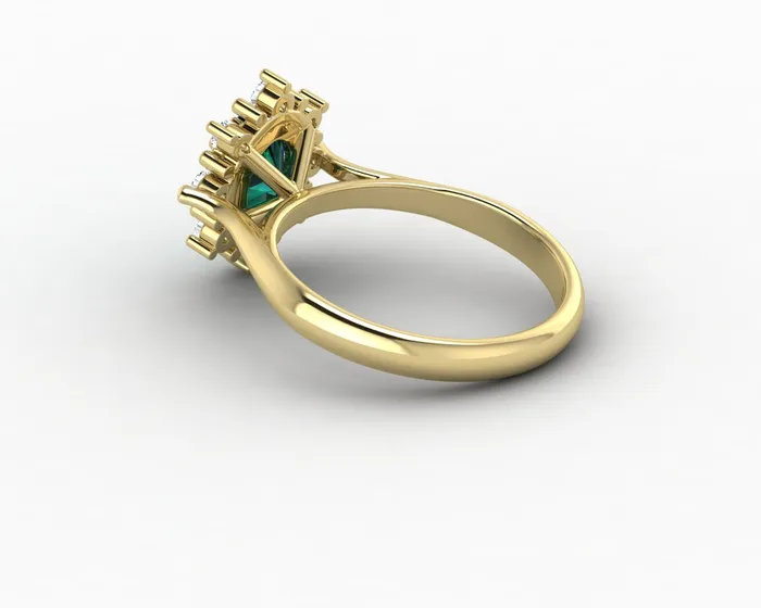 Sapheena Jewelry Rings Bridget 10 Ct Oval Cut Halo Green Emerald Engagement Ring