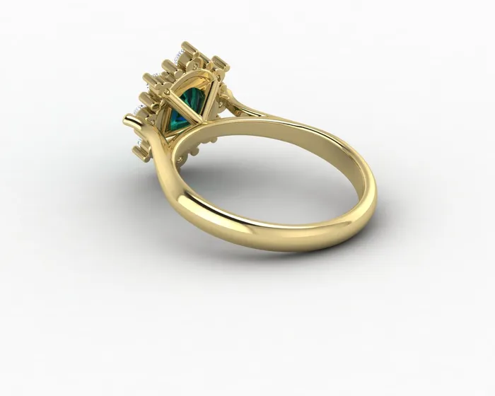 Sapheena Jewelry Rings Bridget 10 Ct Oval Cut Halo Green Emerald Engagement Ring