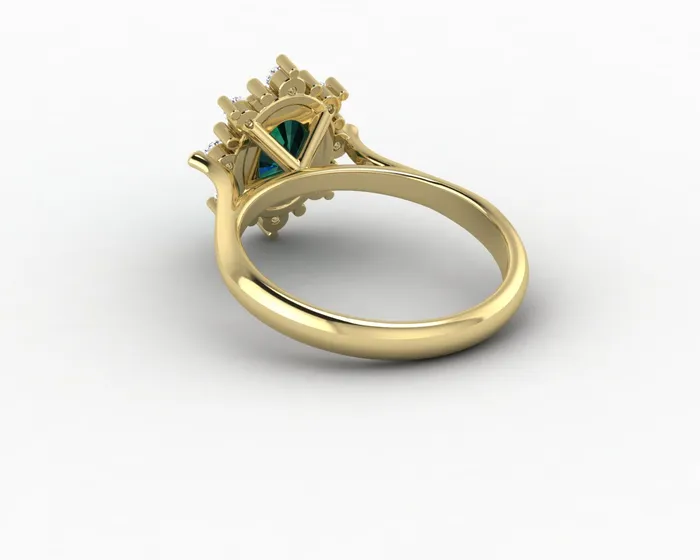 Sapheena Jewelry Rings Bridget 10 Ct Oval Cut Halo Green Emerald Engagement Ring