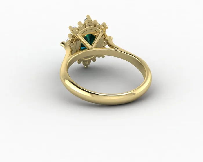Sapheena Jewelry Rings Bridget 10 Ct Oval Cut Halo Green Emerald Engagement Ring