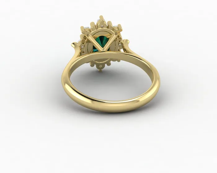 Sapheena Jewelry Rings Bridget 10 Ct Oval Cut Halo Green Emerald Engagement Ring