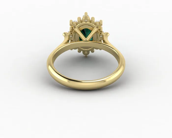 Sapheena Jewelry Rings Bridget 10 Ct Oval Cut Halo Green Emerald Engagement Ring