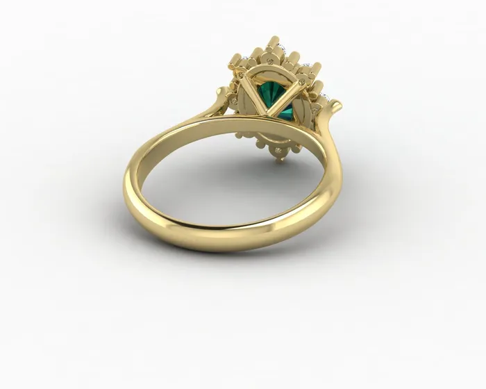 Sapheena Jewelry Rings Bridget 10 Ct Oval Cut Halo Green Emerald Engagement Ring