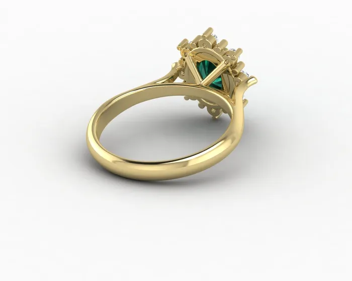 Sapheena Jewelry Rings Bridget 10 Ct Oval Cut Halo Green Emerald Engagement Ring