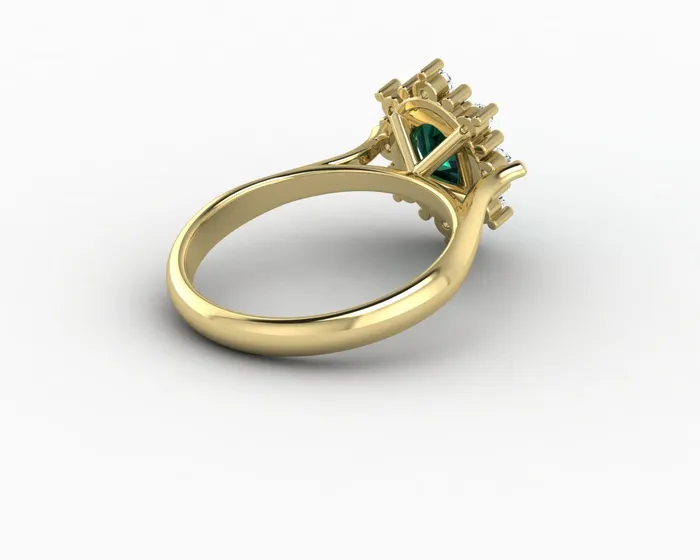 Sapheena Jewelry Rings Bridget 10 Ct Oval Cut Halo Green Emerald Engagement Ring